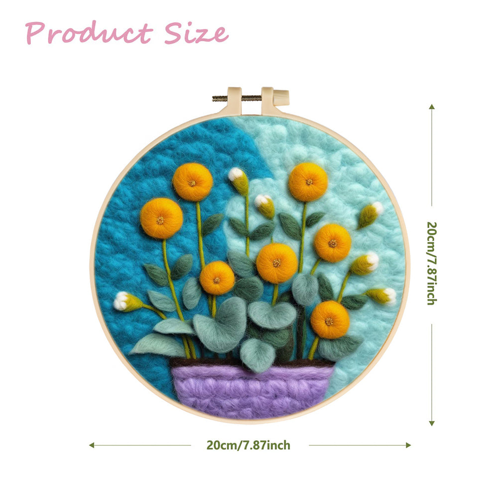Blooming Spherical Flowers and Stamens Wool Needle Felting Painting Kit