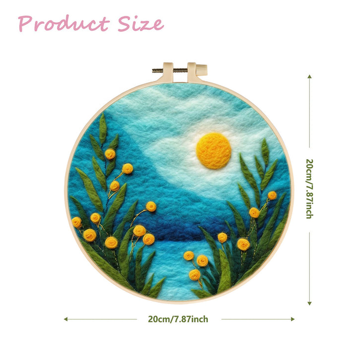 Sun and Tranquil Flowers in the Valley Wool Needle Felting Painting Kit