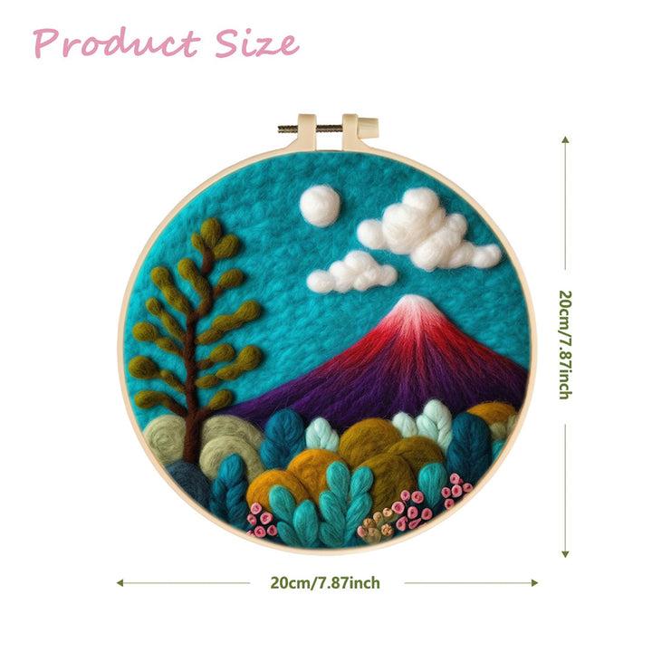 Purple Mountain with Plant Surrounding Wool Needle Felting Painting Kit