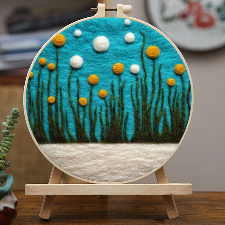 Bright Flowers and Tall Grass Wool Needle Felting Painting Kit