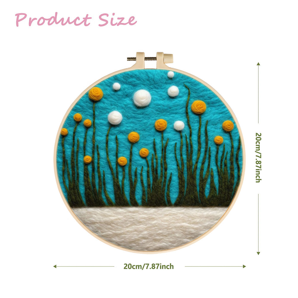 Bright Flowers and Tall Grass Wool Needle Felting Painting Kit