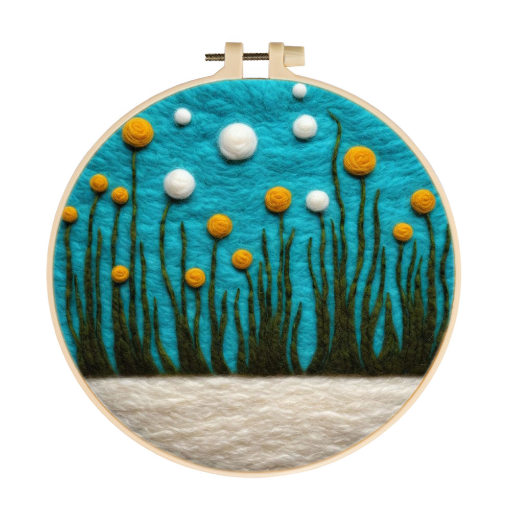 Bright Flowers and Tall Grass Wool Needle Felting Painting Kit