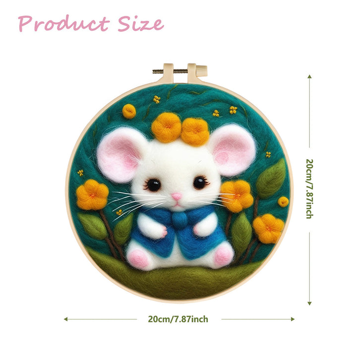 Mouse Surrounded by Yellow Flowers Wool Needle Felting Painting Kit
