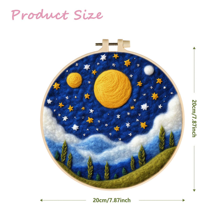 Golden Moons and Starry Sky Wool Needle Felting Painting Kit