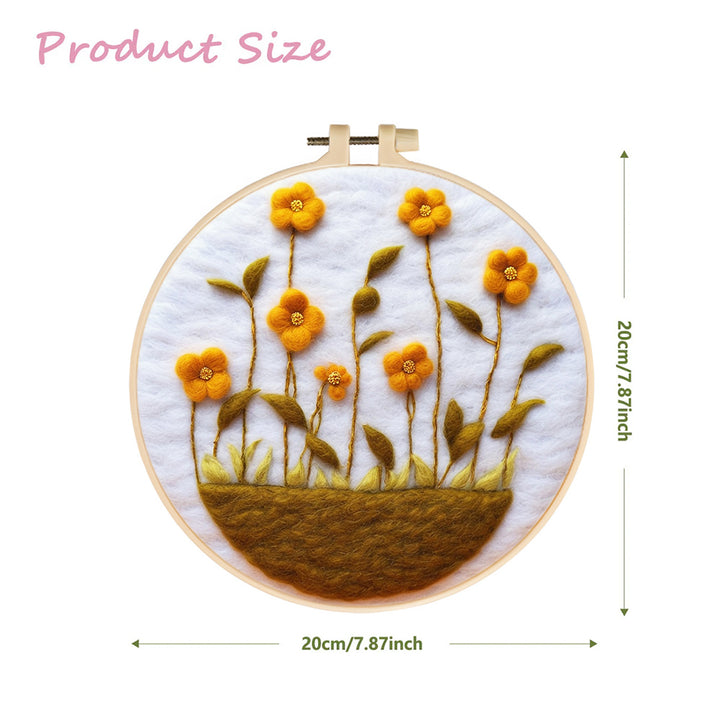 Yellow Flowers Grow from the Soil Wool Needle Felting Painting Kit