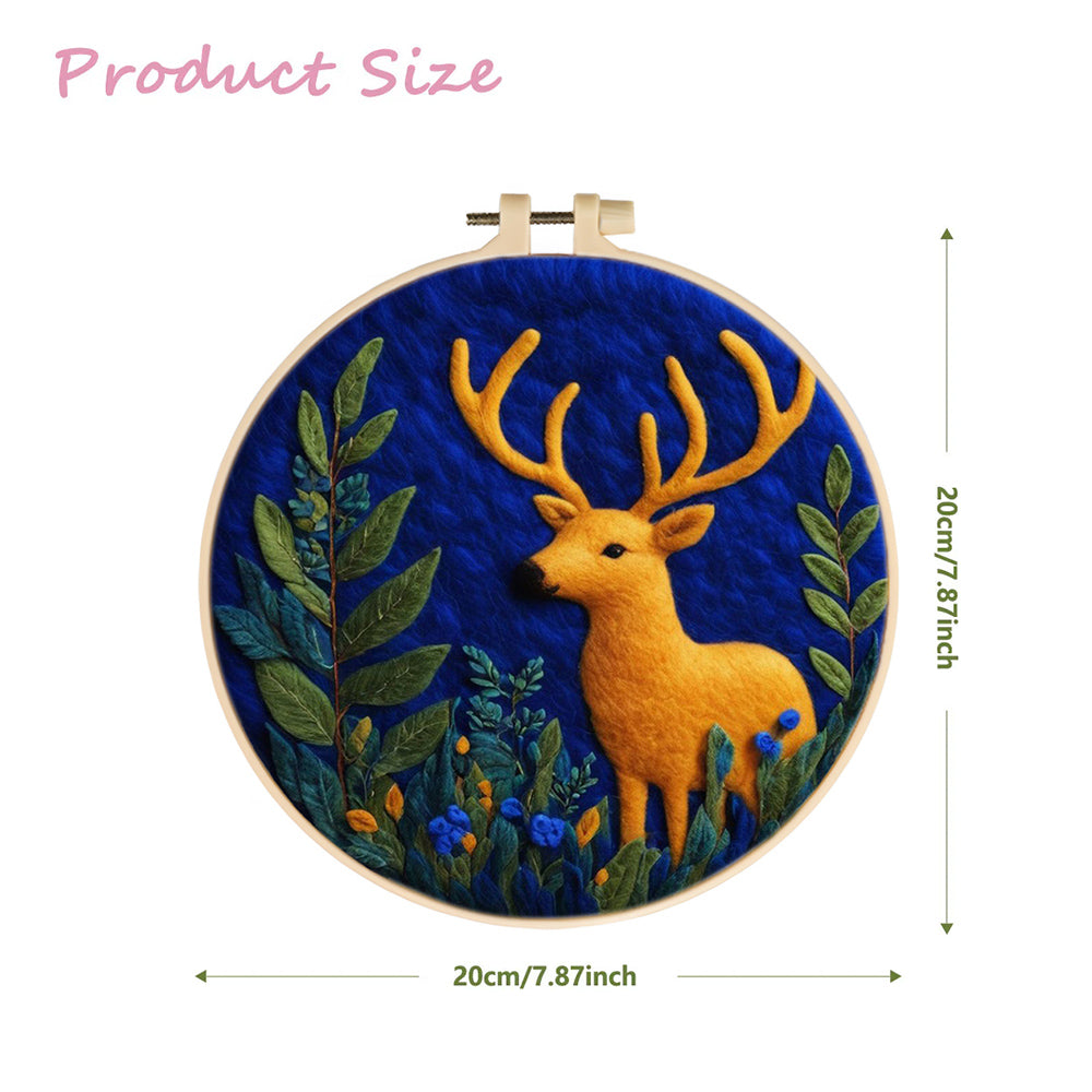 Yellow Deer Beneath Blue Sky Wool Needle Felting Painting Kit