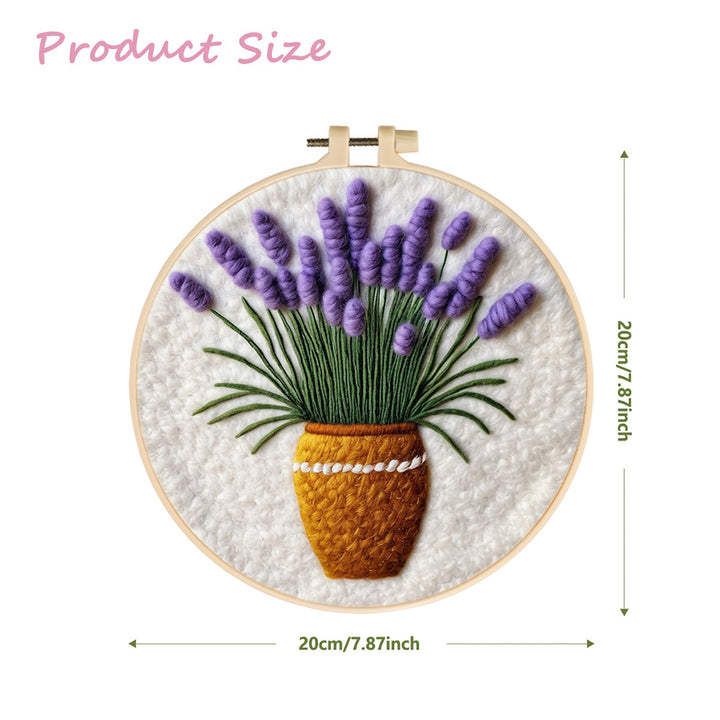Lavender Flowers in Basket Pot Wool Needle Felting Painting Kit