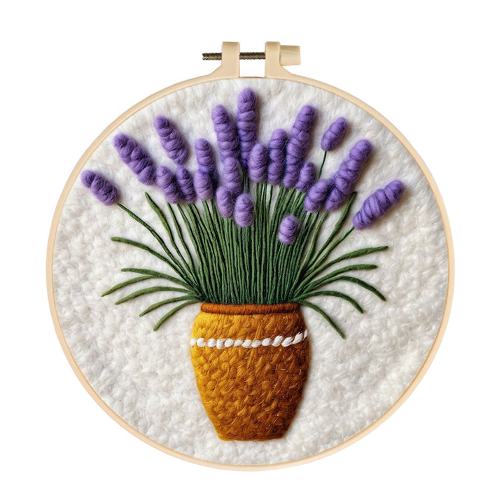 Lavender Flowers in Basket Pot Wool Needle Felting Painting Kit