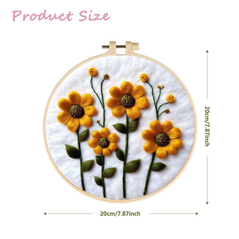 Small Yellow Flowers Wool Needle Felting Painting Kit