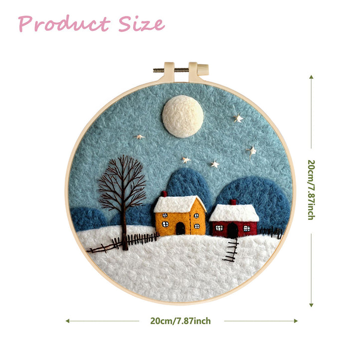 Two Quiet Cabins in the Snow Wool Needle Felting Painting Kit