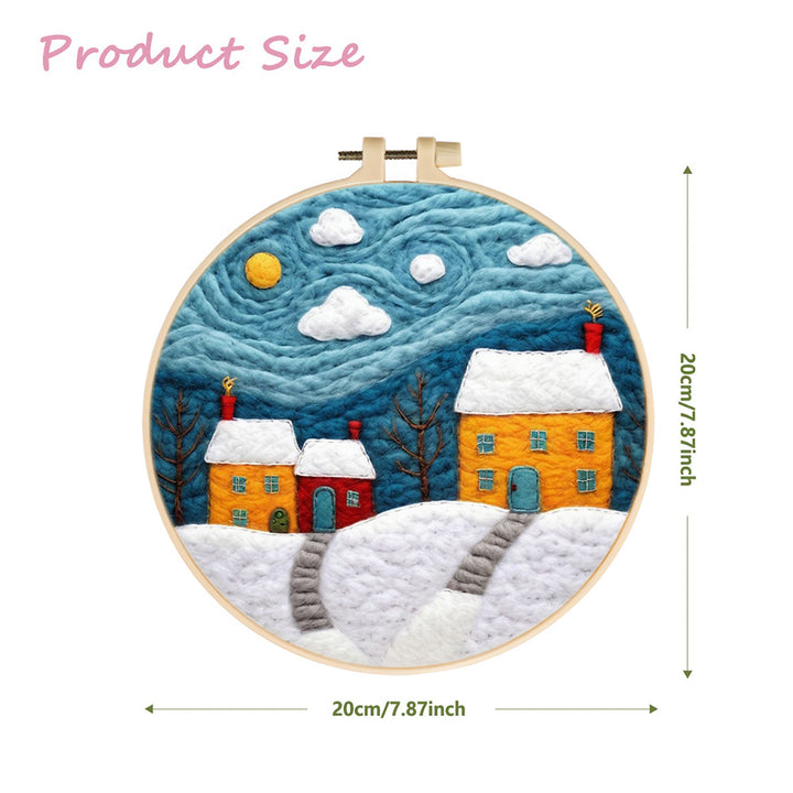 Snow Houses under the Blue Sky Wool Needle Felting Painting Kit