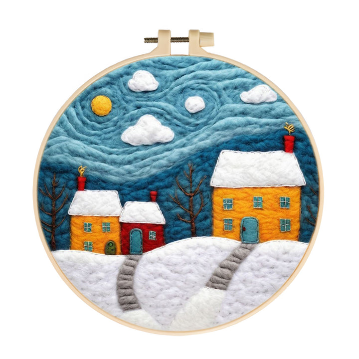 Snow Houses under the Blue Sky Wool Needle Felting Painting Kit