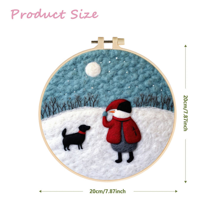 Snowman and Black Labrador Wool Needle Felting Painting Kit