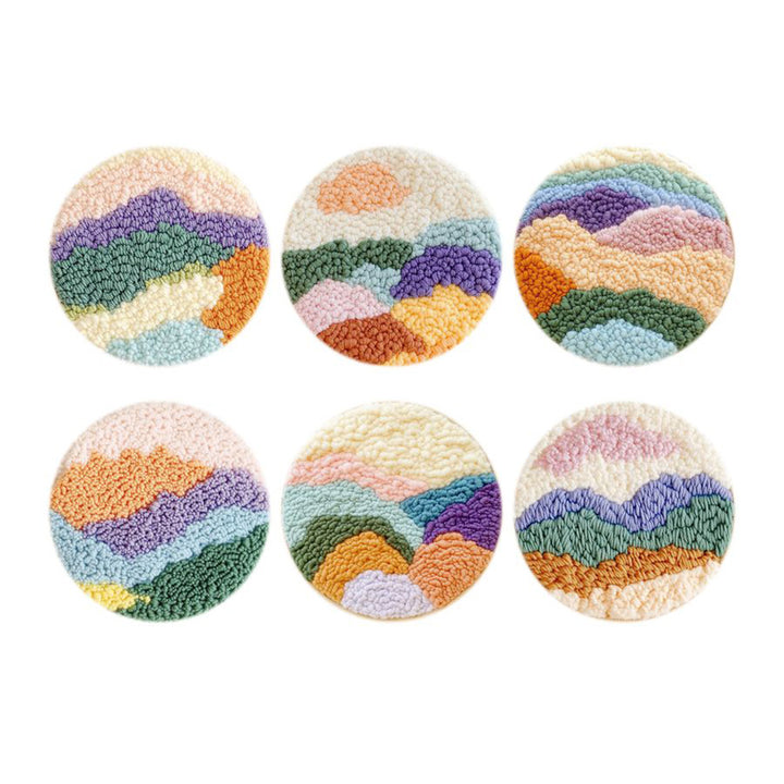 Overlapping Colors Punch Needle Coasters Kits 6 Pack
