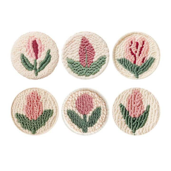 The Buds Punch Needle Coasters Kits 6 Pack