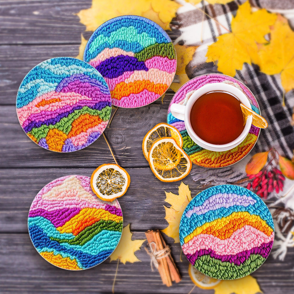 Colliding Colors Punch Needle Coasters Kits 6 Pack
