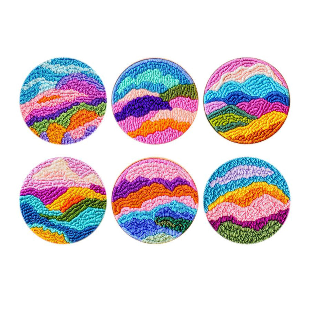 Colliding Colors Punch Needle Coasters Kits 6 Pack