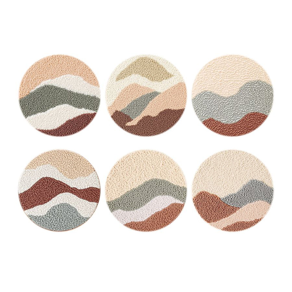 Overlapping Mountains Punch Needle Coasters Kits 6 Pack