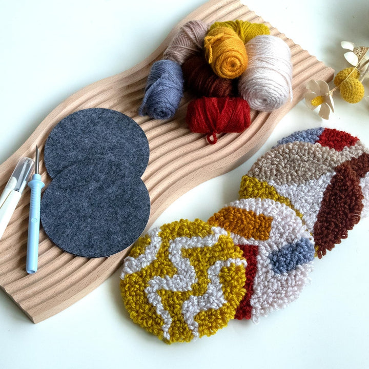 Colored Balls Punch Needle Coasters Kits 6 Pack