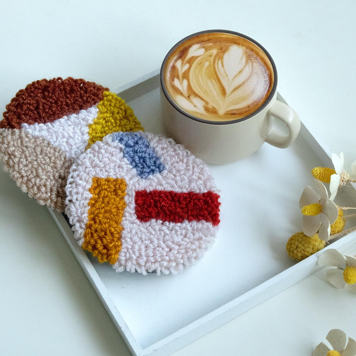Colored Balls Punch Needle Coasters Kits 6 Pack