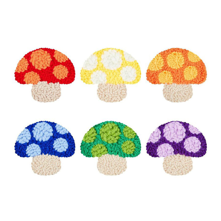 Small Mushroom Punch Needle Coasters Kits 6 Pack