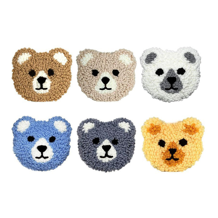 Bear Punch Needle Coasters Kits 6 Pack