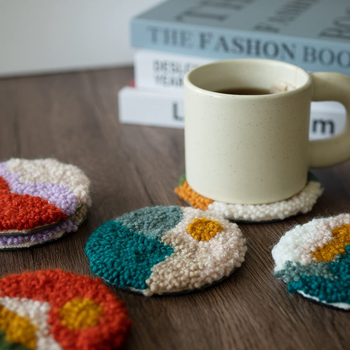 Small Scenery Punch Needle Coasters Kits 6 Pack