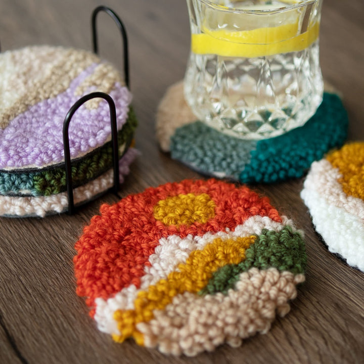 Small Scenery Punch Needle Coasters Kits 6 Pack