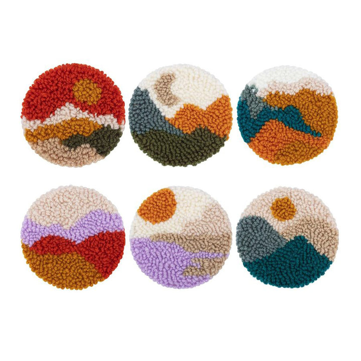 Small Scenery Punch Needle Coasters Kits 6 Pack