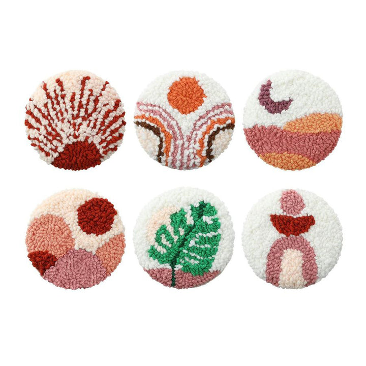 Romantic Punch Needle Coasters Kits 6 Pack