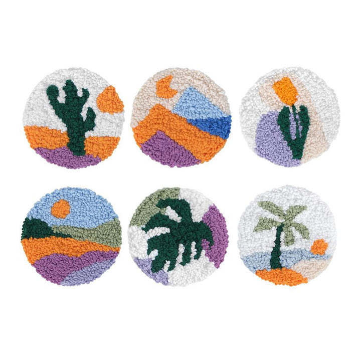 Exotic Punch Needle Coasters Kits 6 Pack