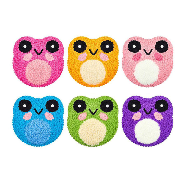 Color Frog Punch Needle Coasters Kits 6 Pack