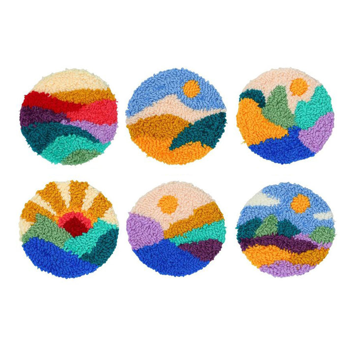 Landscape Punch Needle Coasters Kits 6 Pack