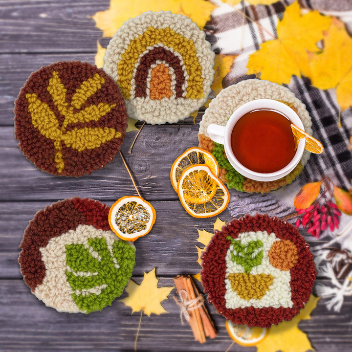 Maillard Color Punch Needle Coasters Kits 6 Pack