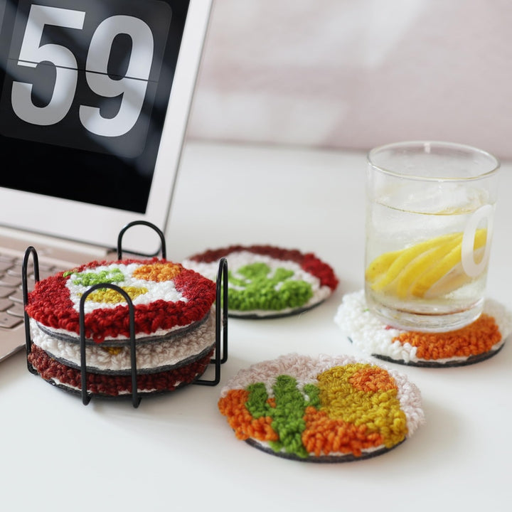 Maillard Color Punch Needle Coasters Kits 6 Pack