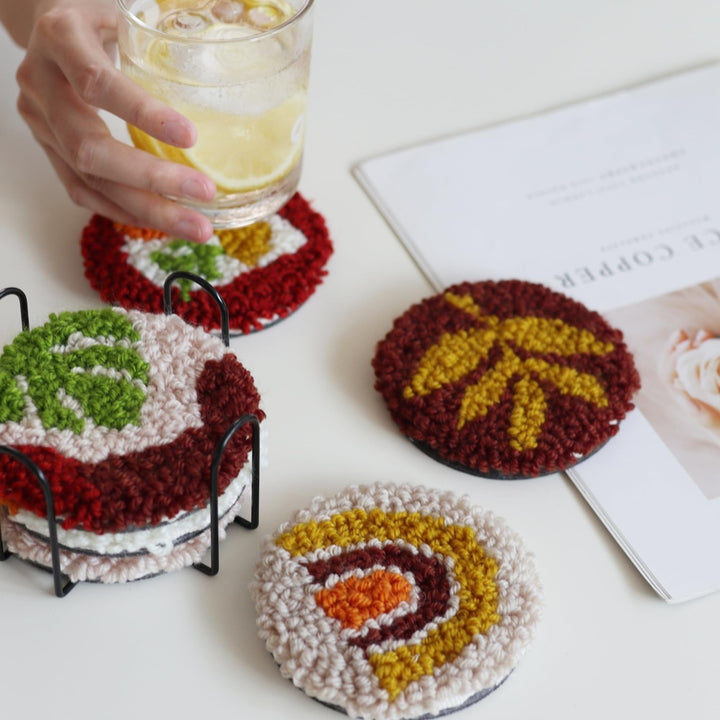 Maillard Color Punch Needle Coasters Kits 6 Pack
