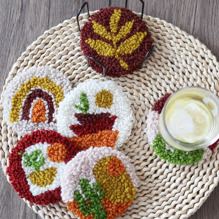 Maillard Color Punch Needle Coasters Kits 6 Pack