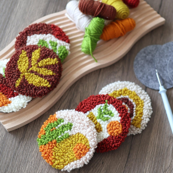 Maillard Color Punch Needle Coasters Kits 6 Pack
