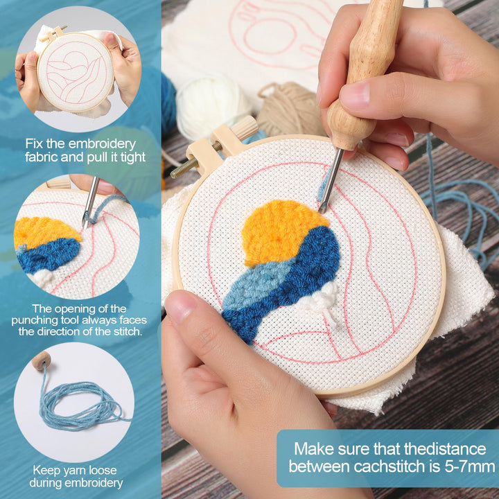 Seaside Sunshine Punch Needle Coasters Kits 6 Pack
