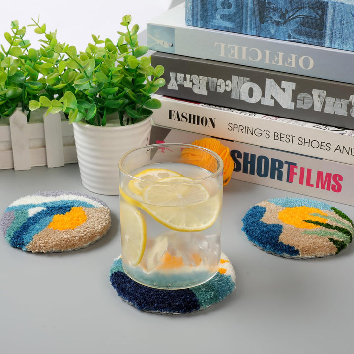Seaside Sunshine Punch Needle Coasters Kits 6 Pack