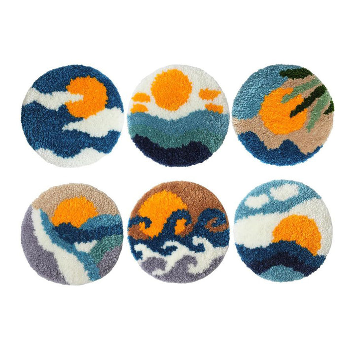 Seaside Sunshine Punch Needle Coasters Kits 6 Pack