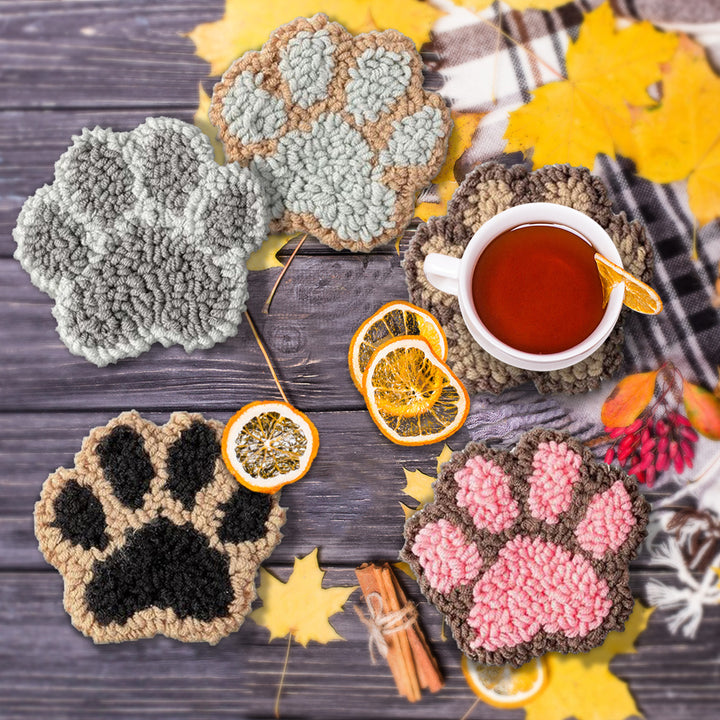 Paw Pads Punch Needle Coasters Kits 6 Pack