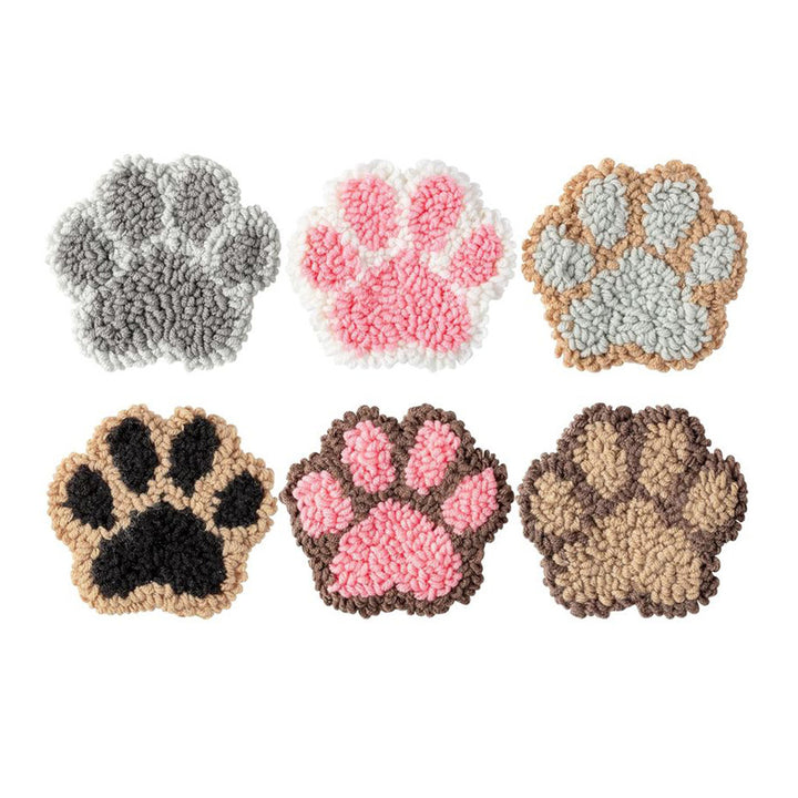 Paw Pads Punch Needle Coasters Kits 6 Pack