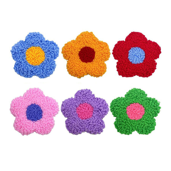 Colorful Little Flowers Punch Needle Coasters Kits 6 Pack