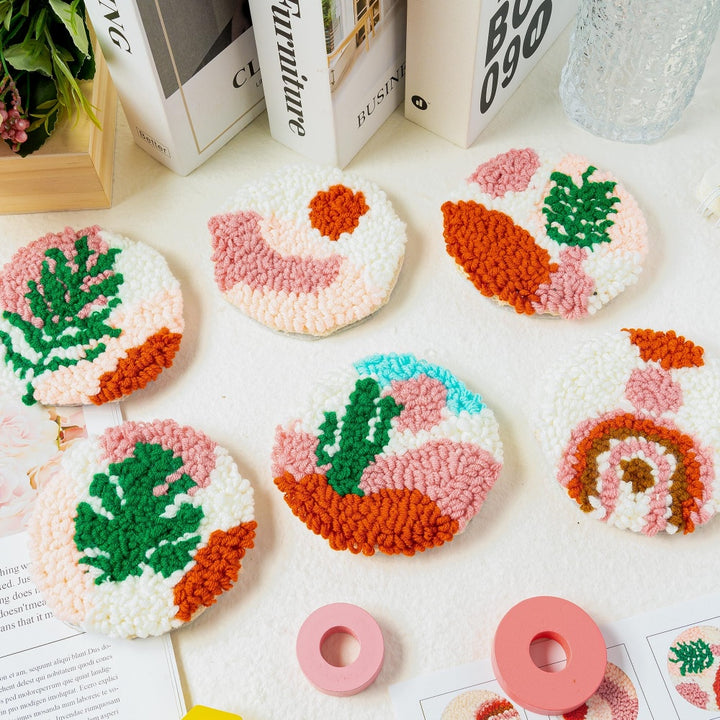 Tropical Punch Needle Coasters Kits 6 Pack