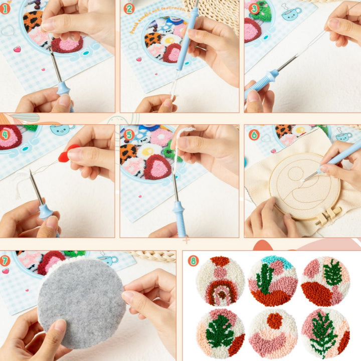Tropical Punch Needle Coasters Kits 6 Pack