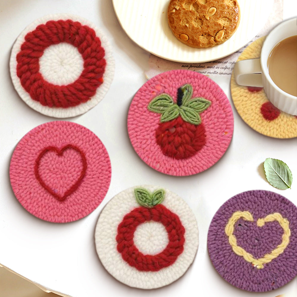 Sweet Punch Needle Coasters Kits 6 Pack