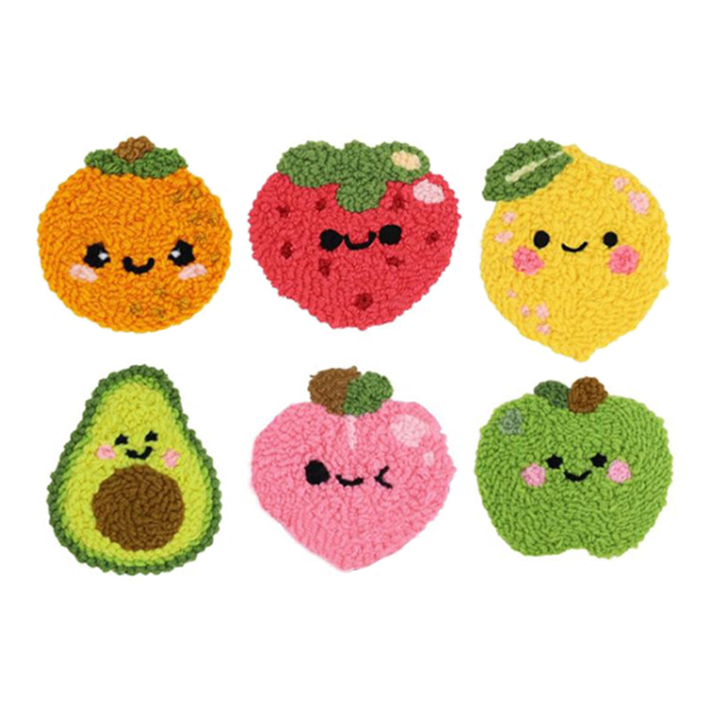 Fruits Punch Needle Coasters Kits 6 Pack