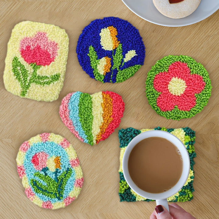 Bloom Punch Needle Coasters Kits 6 Pack