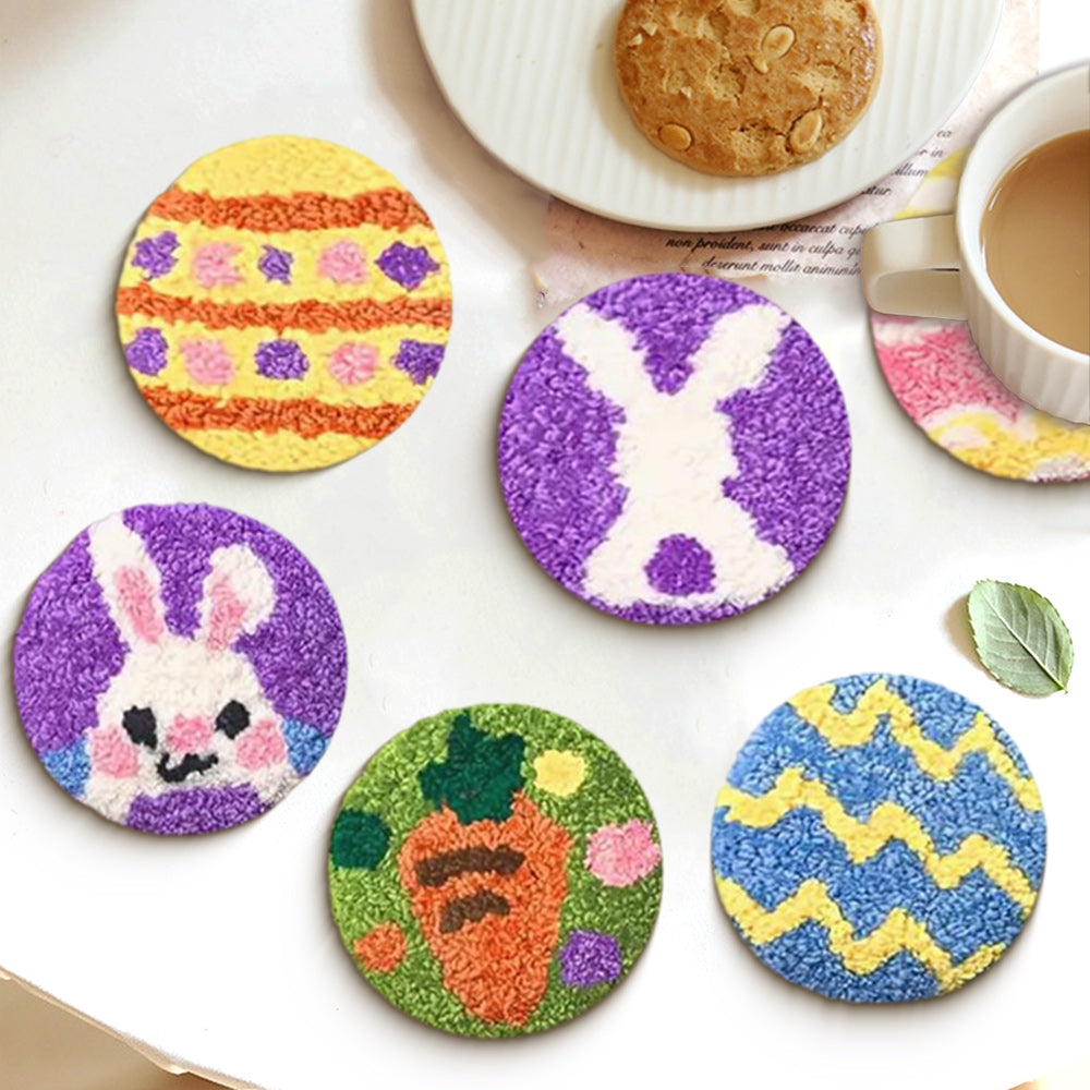 Easter Punch Needle Coasters Kits 6 Pack